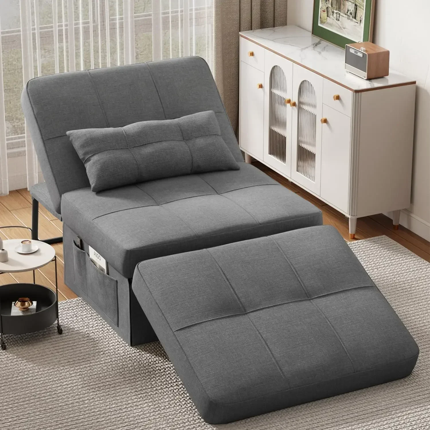 LSleeper Chair Bed, 4 In 1 Convertible Chair Bed Sofa Bed,Assembly-Free Sofa Chair Bed With Adjustable Backrest And Pillow