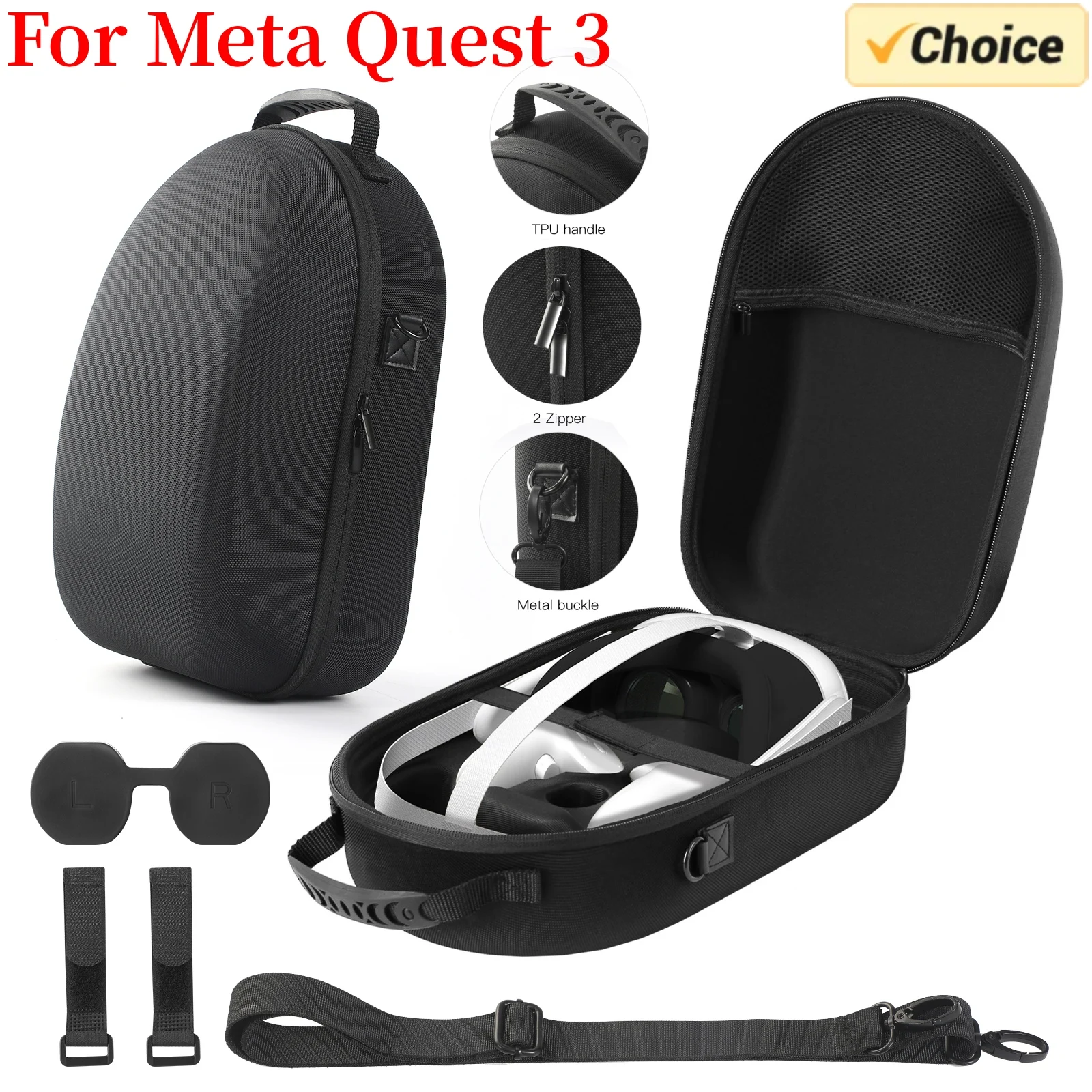 Für meta quest 3 vr brille aufbewahrung tasche eva harts chale reisetasche mit schulter gurt für meta quest 3 vr zubehör Image
