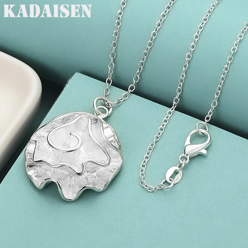 Neue Halskette aus 925er Sterlingsilber, 18 Zoll, Rosenblüten-Anhänger für Damen, hochwertiger Modeschmuck, Weihnachtsgeschenke Image