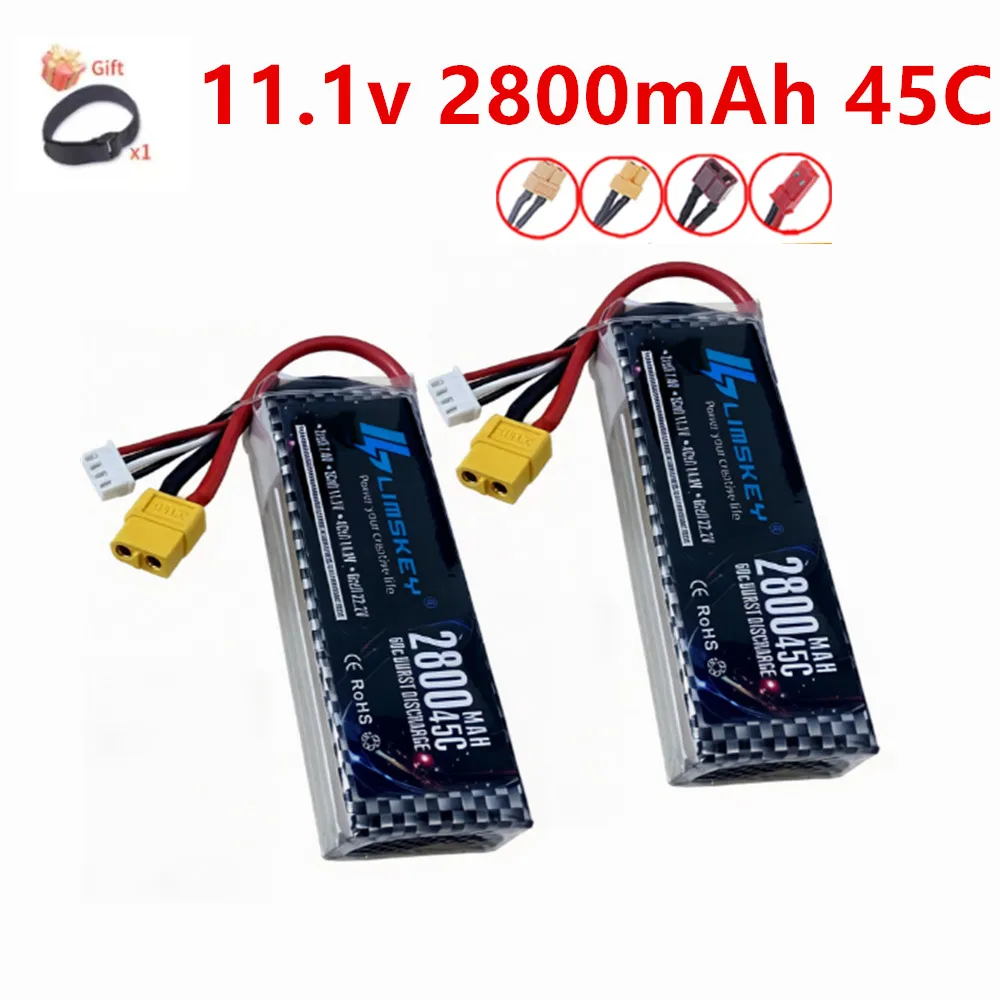 11,1V 2800mAh Lipo-Akku für RC-Helikopter-Teile 3S Lithium-Akku 11,1V 45C RC-Autos Flugzeuge Drohnen-Akku T/XT60-Stecker Image