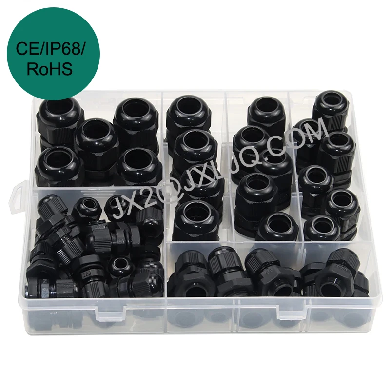 Einstellbare Kabel verschraubungen Kit 3-21mm Konter mutter Stecker verbindung ip68 wasserdicht m12 m16 m20 m25 m32 Nylon Kunststoffst ecker Image