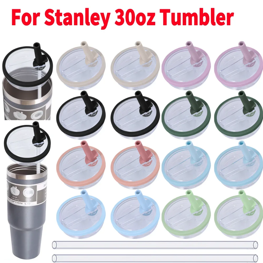 2 Stück wiederverwendbare Becherabdeckungen für Stanley 30oz Becherzubehör mit Strohhalm, staubdichte Becherdeckel, austauschbare Becher-Klappdeckel mit Strohhalm Image