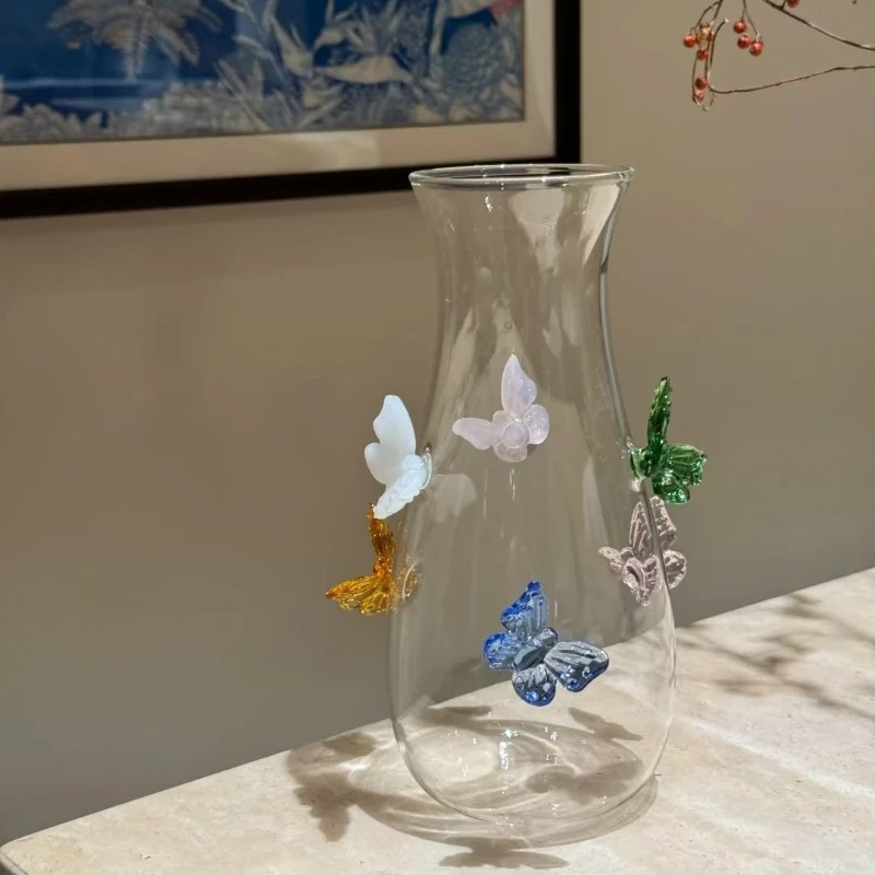 Kreative 3D Schmetterling Vase Glas Handwerk Wohnkultur Flasche Schmetterling Vase Glas Für Geschenk Party Wohnzimmer Tischplatte Arbeitsplatte
