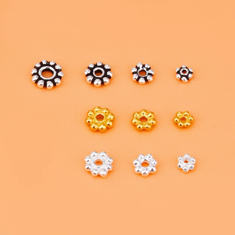 10 Stück 925 Sterling Silber Thai Silber Perlen Vintage Buddha Perlen Separator handgemachte DIY Perlen Material Armband Zubehör