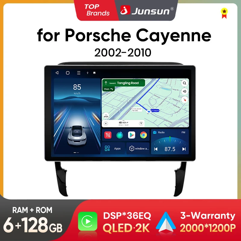 Junsun x7 Serie 11.5 "2k kabelloses Carplay Android Auto Autoradio für Porsche Cayenne 1 9pa 2007-2012 Multimedia Autoradio Image
