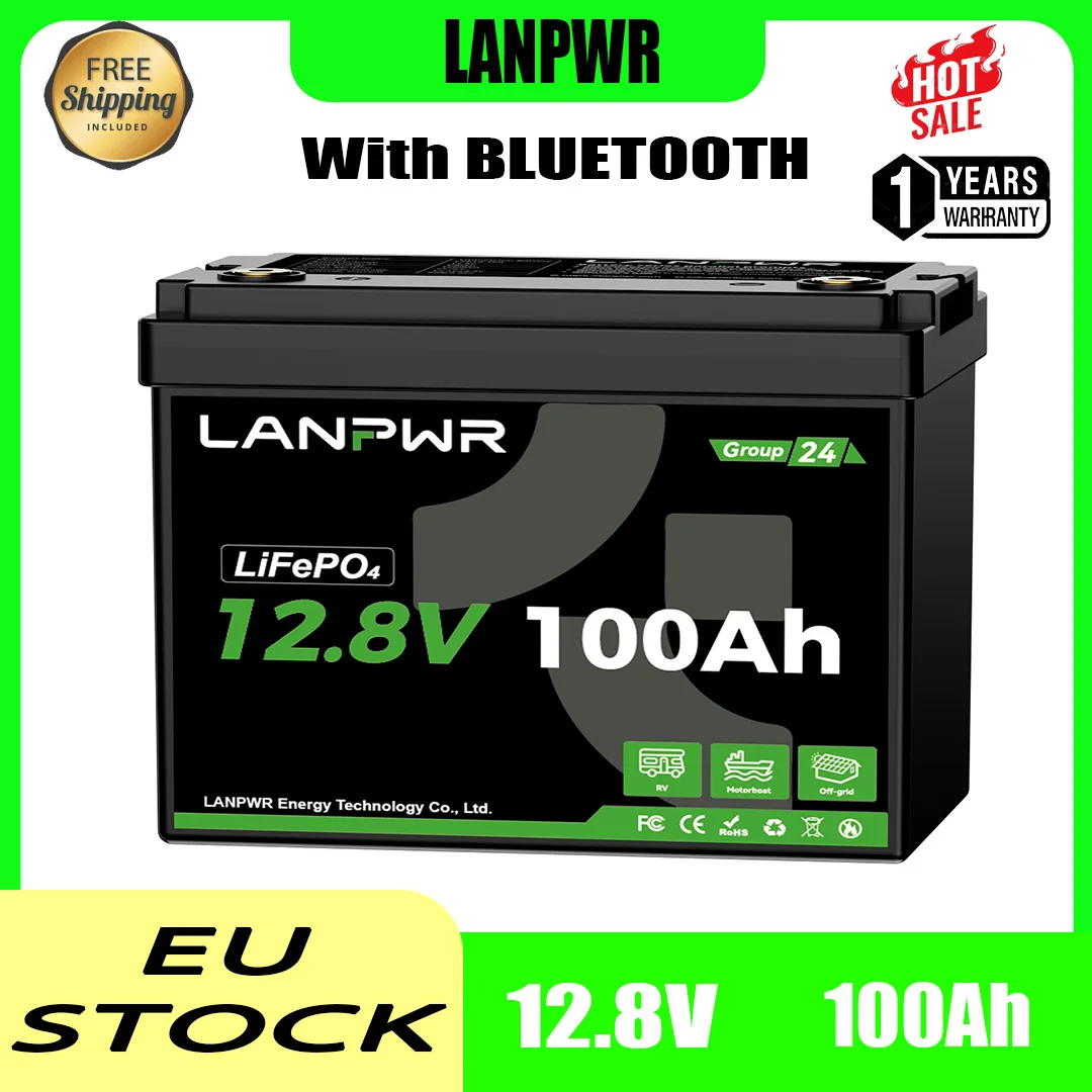 Lanpwr 12,8V 100Ah OHNE BLUETOOTH (Mini) 1280Wh Kapazität, geeignet für den täglichen Energiebedarf und einfache Nutzung auf Reisen mit Wohnmobilen. Image