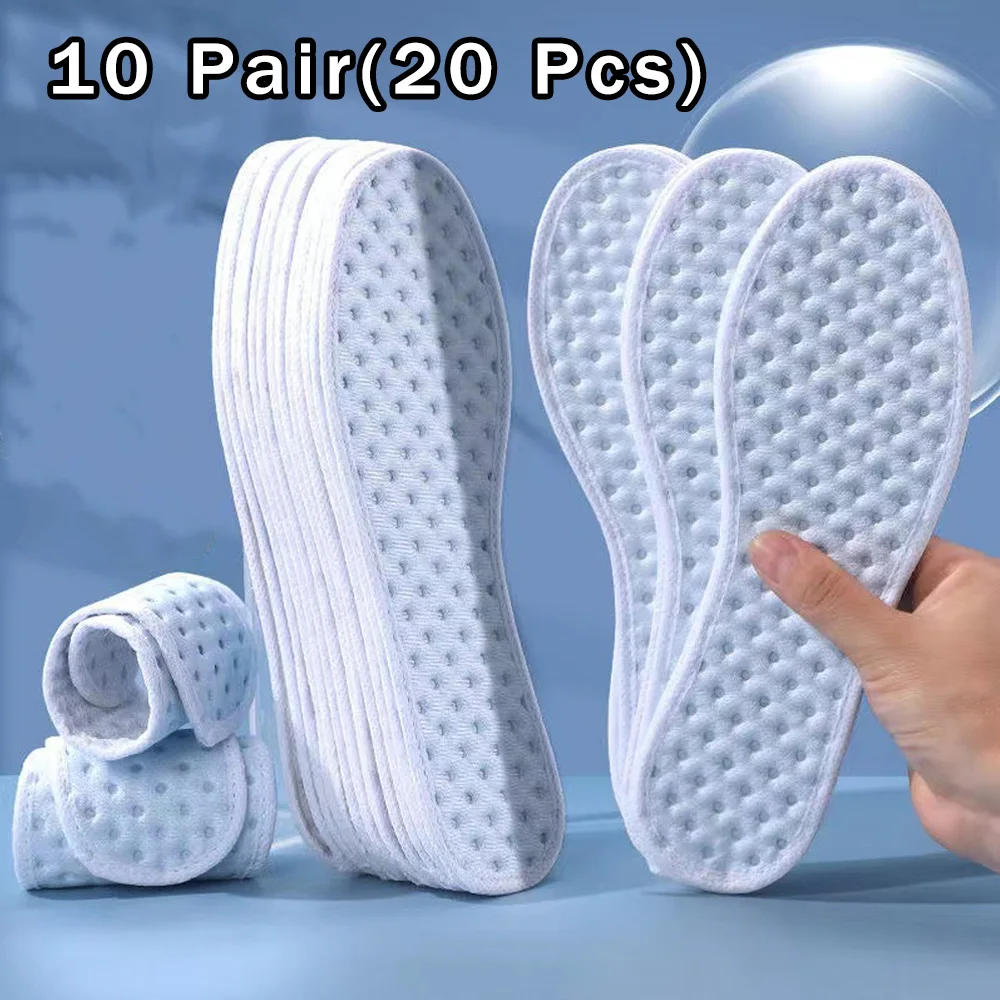 10 Paar Bambus-Deodorant-Einlegesohlen - Antibakterielle Schuhpolster für Füße, dick - Atmungsaktive, stoßdämpfende Schuhsohlen für Männer und Frauen Image