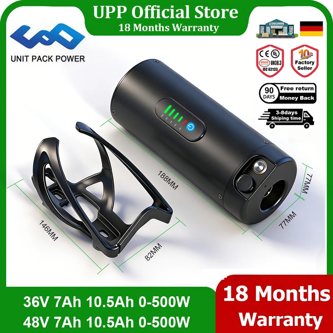 Mini-Flaschenakku für E-Bikes, 36V 14Ah 7Ah 36V 48V 7Ah 10.5A 18650 Lithium-Akku für Bafang Tongsheng 500W 350W 250W Elektrofahrräder Image