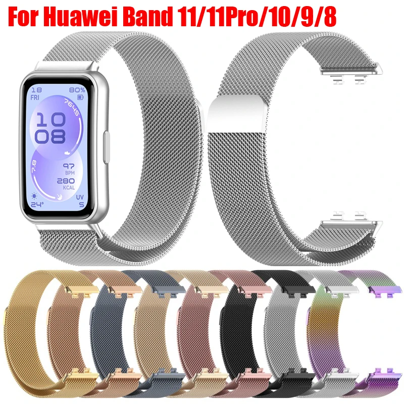 Milanese Metallarmband für Huawei Band 11 Pro 10 9 8, magnetisches, atmungsaktives, austauschbares Armband für Huawei Band 11 Correa Image