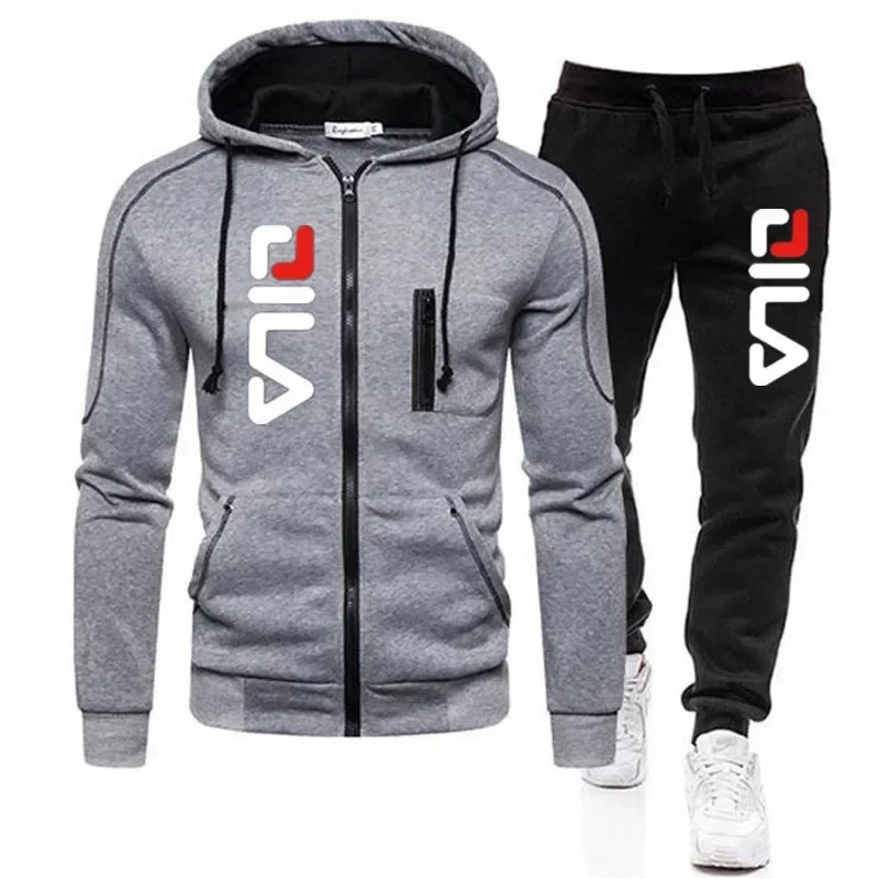 Modischer Herbst/Winter Herren Freizeitanzug, 2025 Neue Herren Reißverschluss-Jacke mit Kapuze + Jogginghose 2-teiliges Set, Outdoor Jogging-Jacke Image