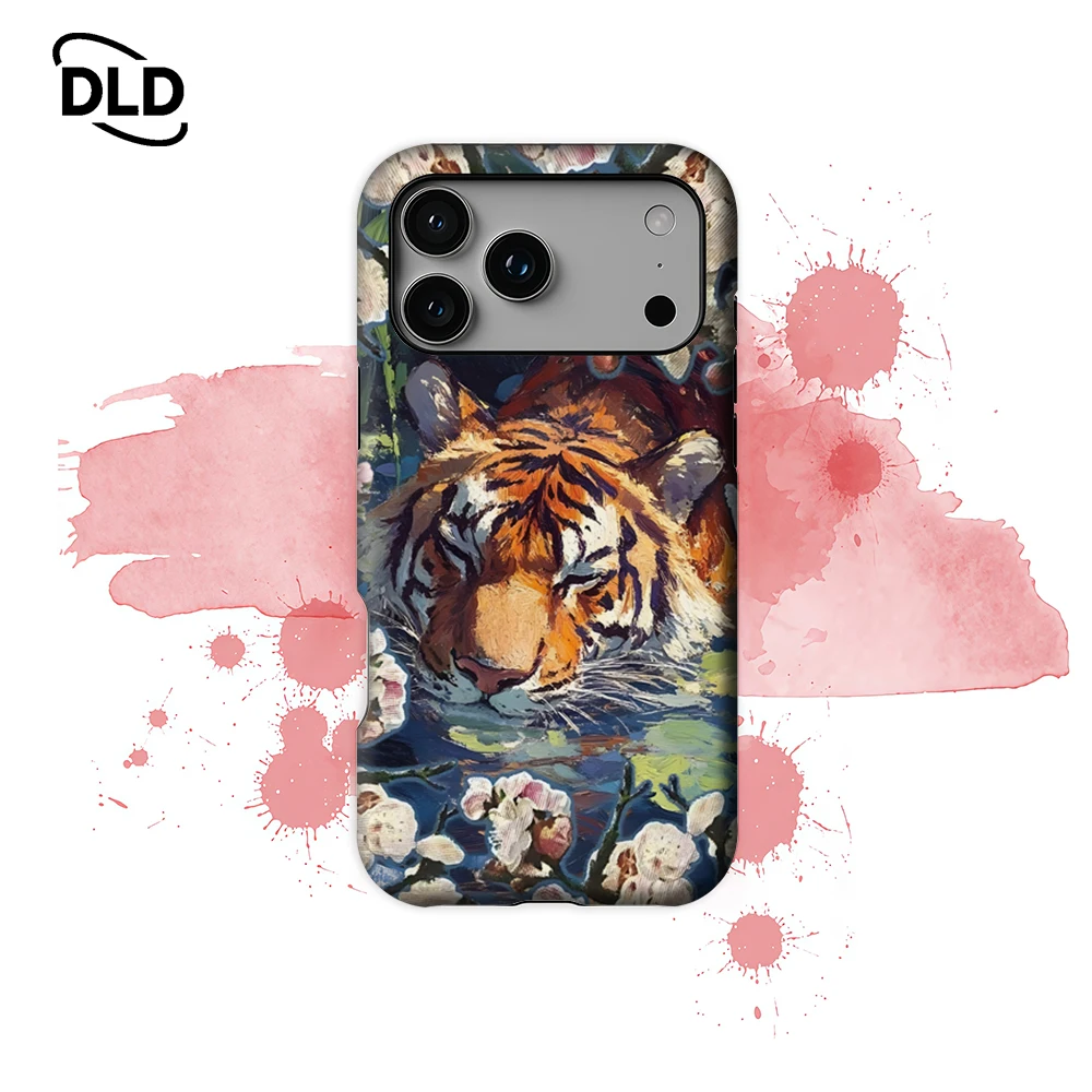 Tiger & Blüten Magnetische Handyhülle für iPhone 17 16 15 14 13 Pro Max Plus Ein-/Doppelschichtige Robuste Hülle Image