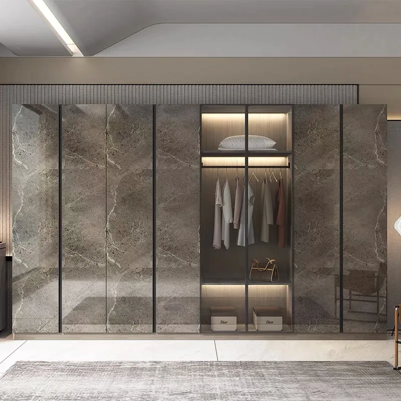 Luxuriöse moderne einfache Kleiderschränke, Garderobe, nordische Glastür, Schrank, Schlafzimmer, Montage 2025, Guarda Roupas, Schlafzimmermöbel