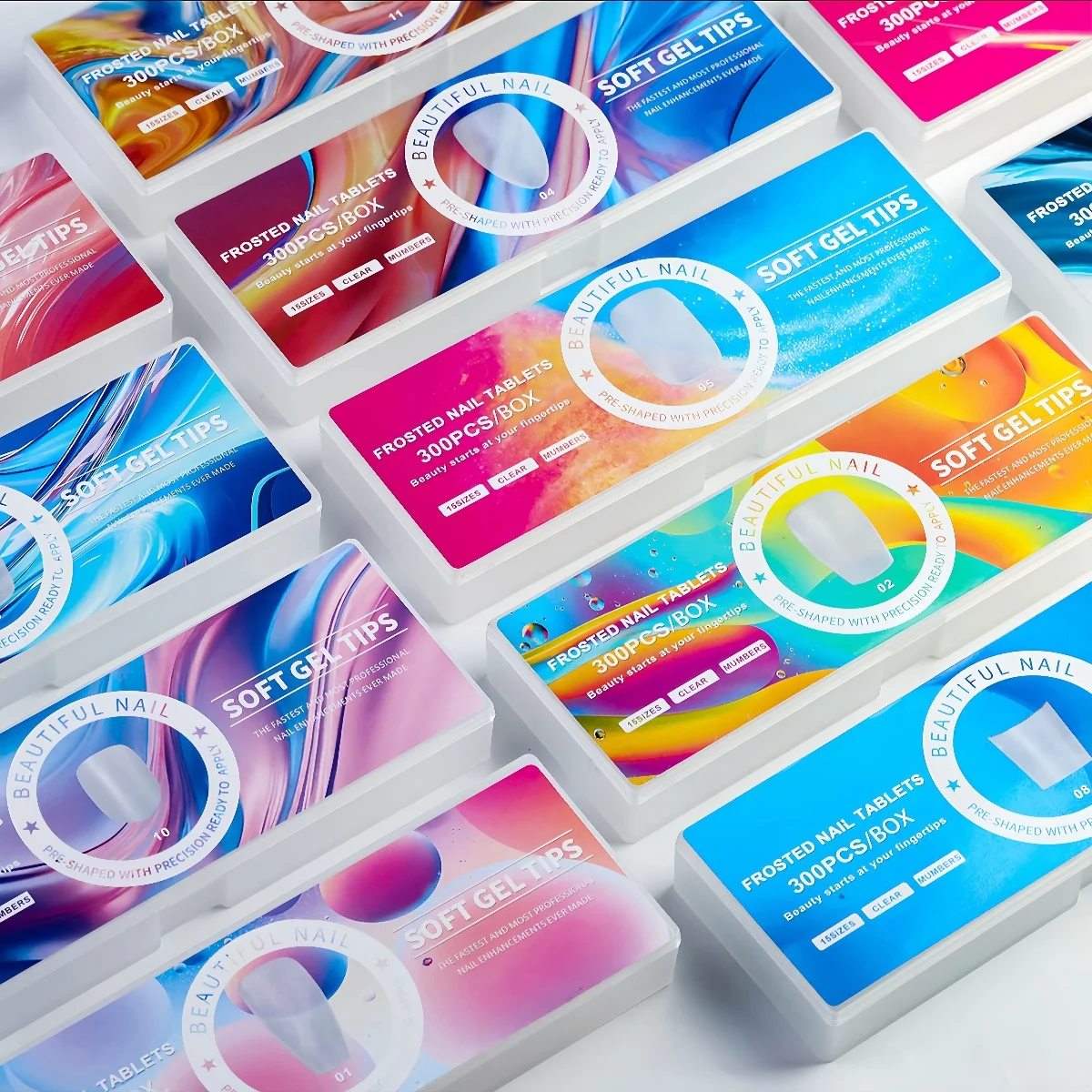 300 Stück durchscheinende, beliebte Nagelkunst-Tips, tragbare Nägel, ultradünn, nahtlos, vollständig matt, kein Feilen erforderlich, verlängerte künstliche Nägel Image