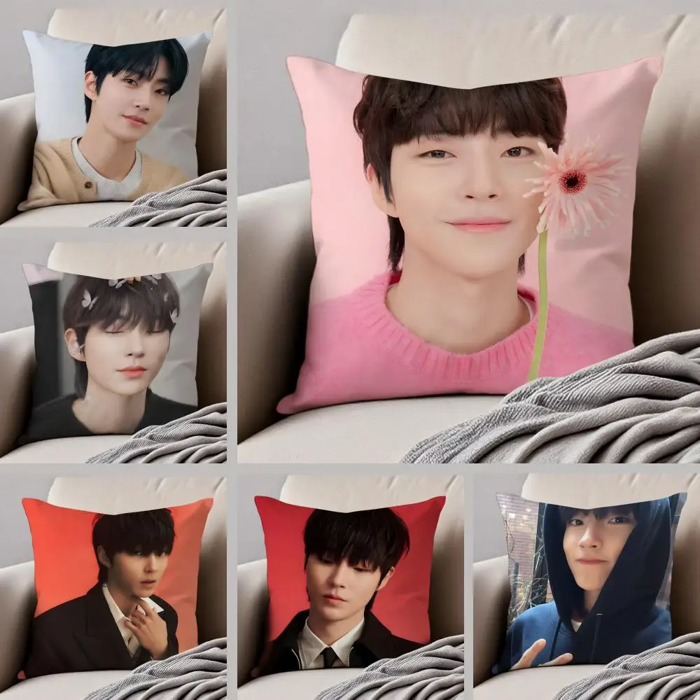 Kpop Handsome Korean Actor H-Hwang In-youp Kissenbezug, Kissenhülle mit verstecktem Knopf, langlebiges Stuhlkissen aus Polyester Image