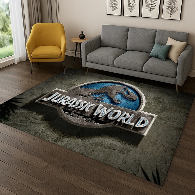 Klassischer Jurassic Park Dinosaurier Dino Cartoon-Teppich für Schlafzimmer, Wohnzimmer, Sofa, Fußmatte, Heimdekoration, Kinderteppich, rutschfest