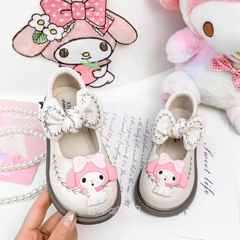 Kids'Casual Schuhe Mädchen Cartoon PU Leder Frühling Mode Bogen Schuhe Für Atmungsaktive Anti-slip Schwarz Weiß Größe 23-36
