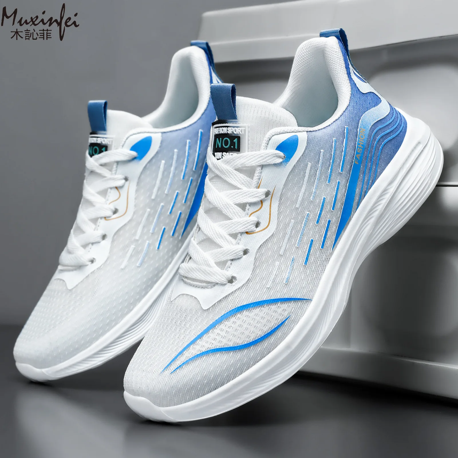 Große Größe für Herren, ultraleichte, stoßdämpfende Sport- und Freizeitschuhe, trendige, modische Laufschuhe, atmungsaktive Mesh-Schuhe, Größe 39–47