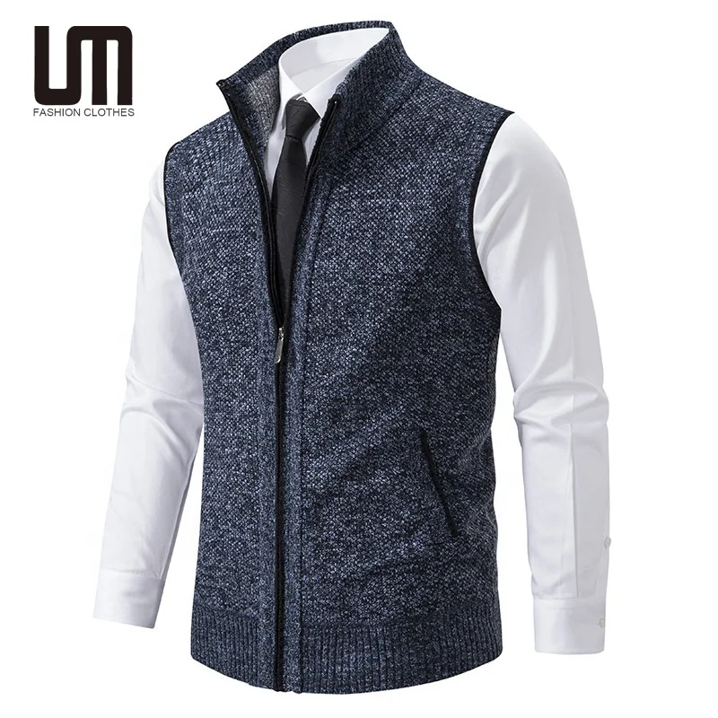 Nuovo prodotto Liu Ming 2025 autunno gilet Fashion colletto rialzato senza maniche in maglia Cardigan con cerniera maglione gilet per uomo