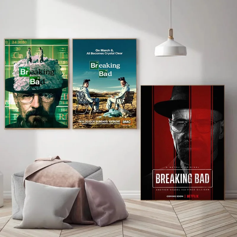 Affiche de film de la série télévisée Breaking Bad, impression sur toile, art mural classique culte, décoration minimaliste pour home cinéma, salon et chambre à coucher