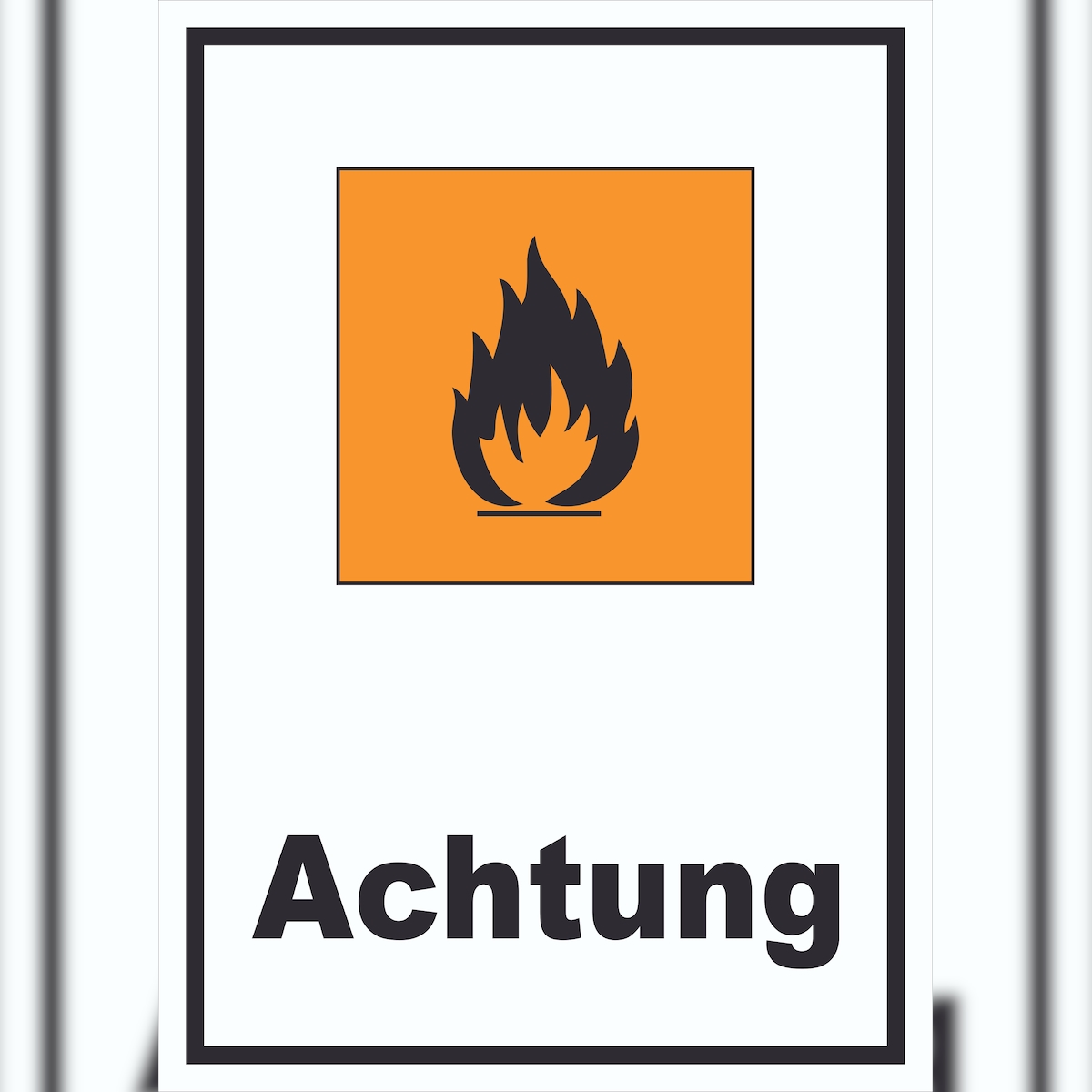 HB-Druck Schild Gefahrensymbol Entzündbar Achtung Brand Flamme hochkant A5 Rückseite selbstklebend Image