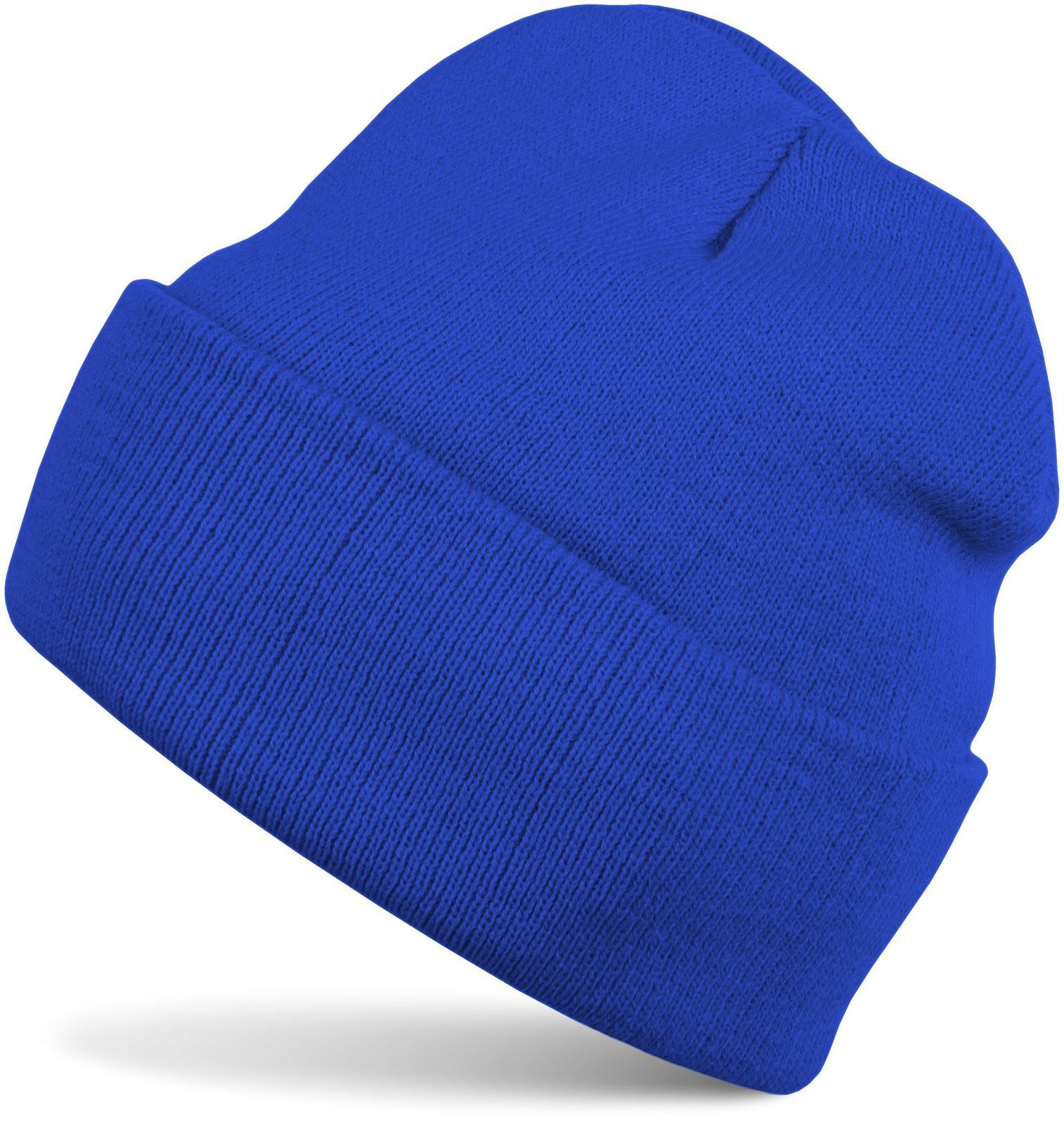 Strickmütze STYLEBREAKER "Kinder Strickmütze mit Krempe", Jungen, blau (royalblau), Obermaterial: 100% Polyacryl PAN., Modisch, Mützen Strickmütze Image