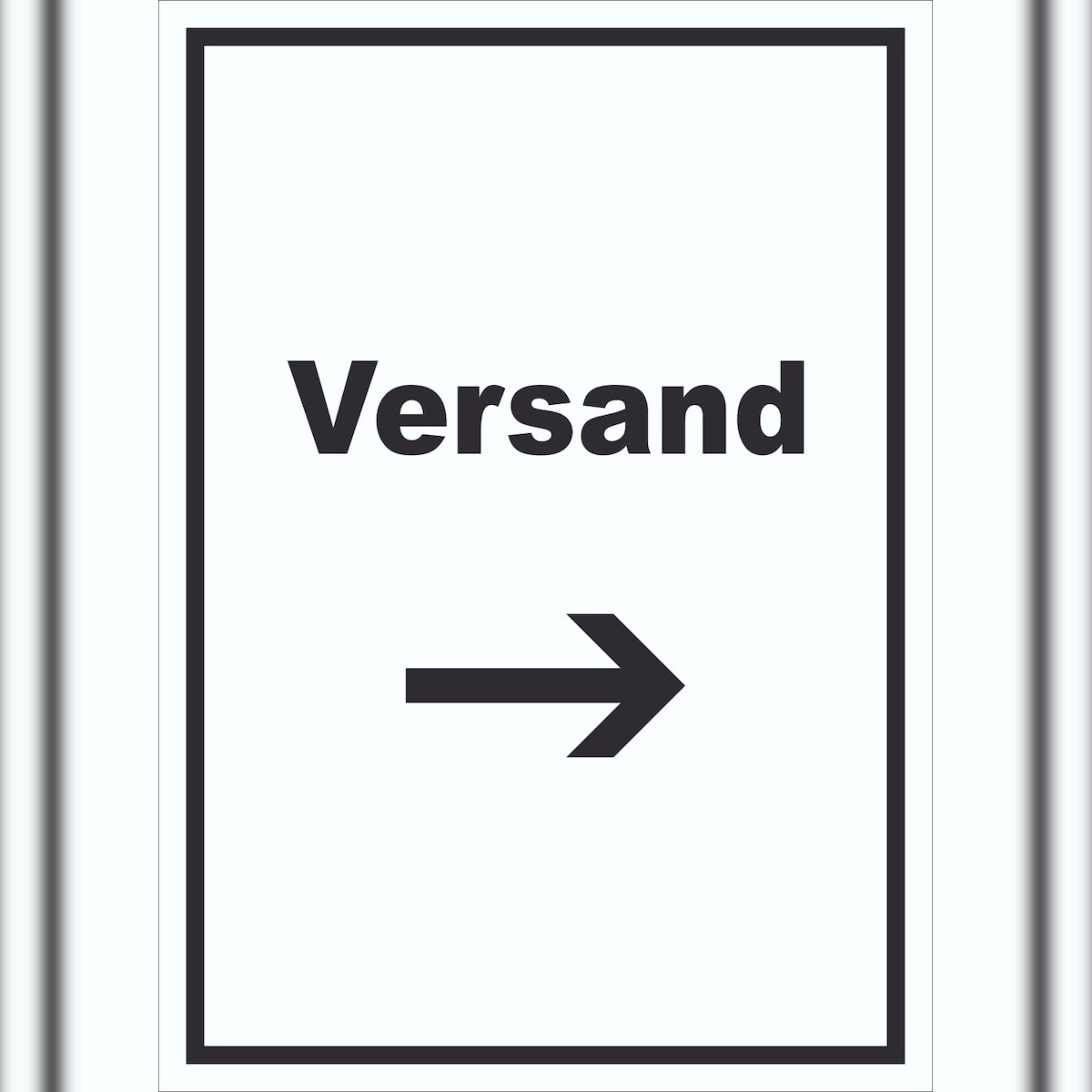 HB-Druck Versand Schild mit Text und Richtungspfeil rechts Lieferung shipping hochkant A2 (420x594mm) Image