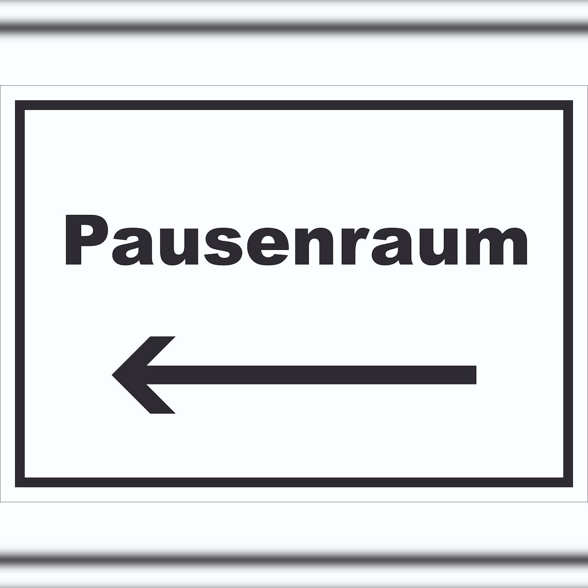 HB-Druck Pausenraum Schild mit Text Richtungspfeil links Pause Mittagspause waagerecht A6 Rückseite selbstklebend Image