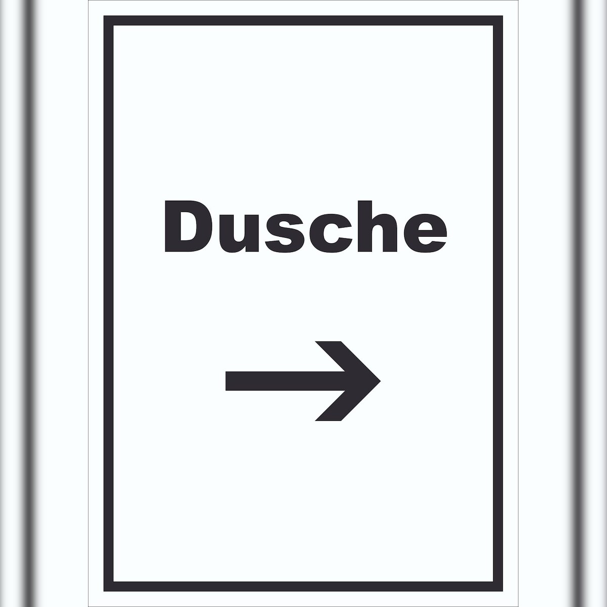HB-Druck Dusche Schild mit Text und Richtungspfeil rechts waschen Hygiene hochkant A0 Rückseite selbstklebend Image