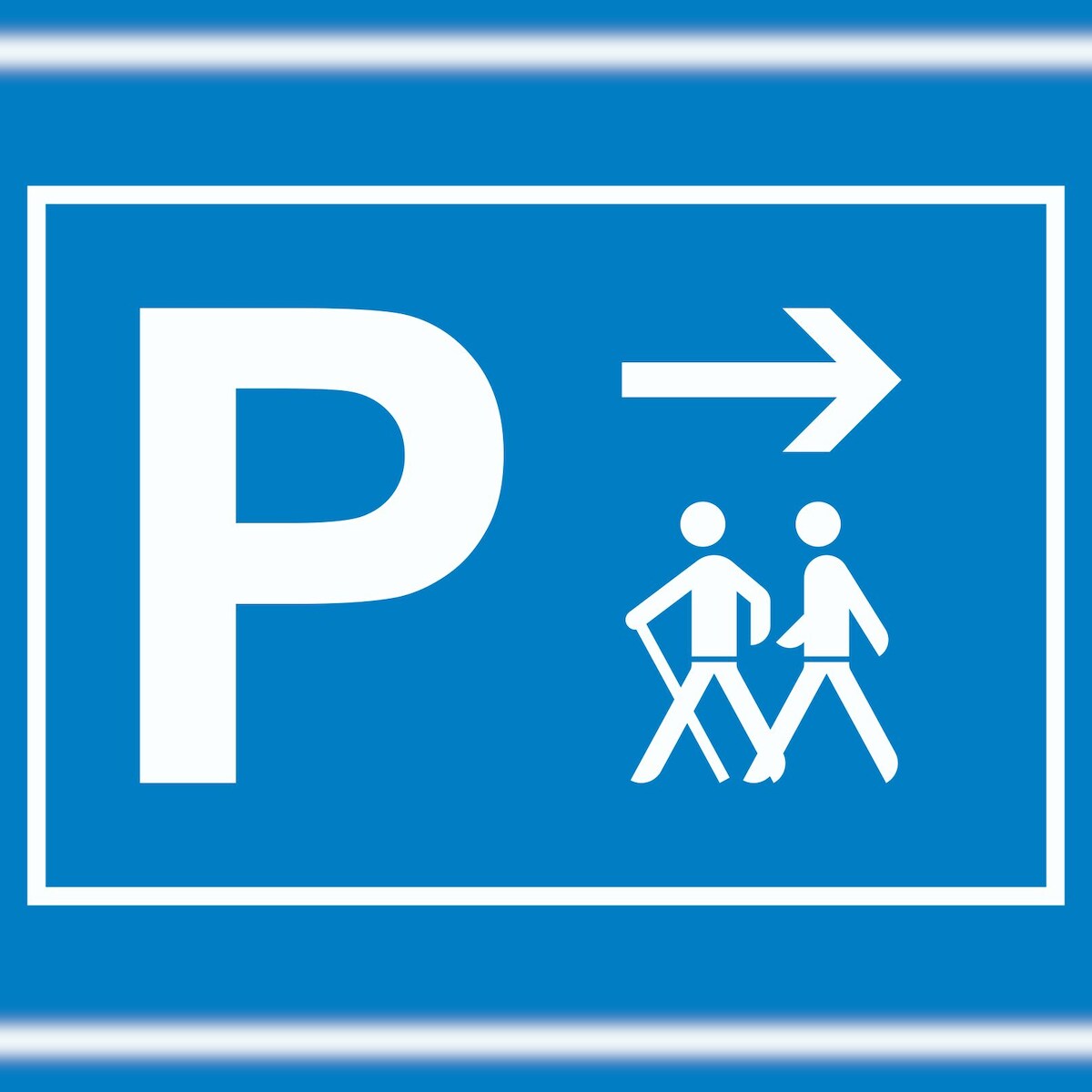 HB-Druck Wanderer Parkplatz mit Richtungspfeil rechts Schild waagerecht A5 (148x210mm) Image