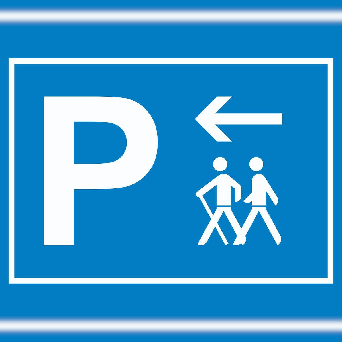 HB-Druck Wanderer Parkplatz mit Richtungspfeil links Schild waagerecht A6 (105x148mm) Image