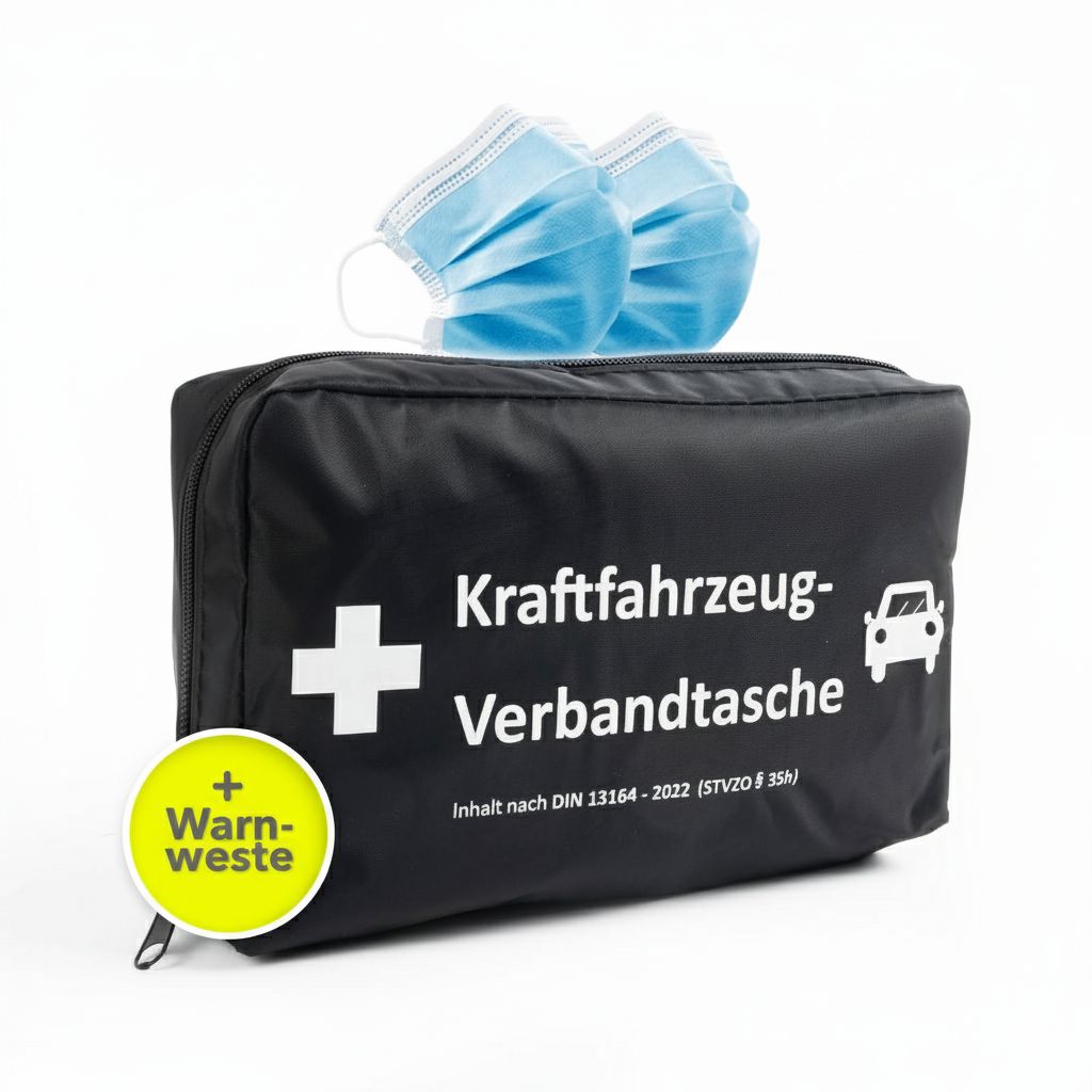 KARAT kit pronto soccorso auto DIN 13164:2022 con mascherine e giubbot