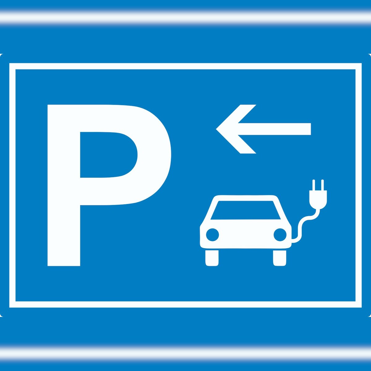 HB-Druck E-Auto Elektrofahrzeug Parkplatz Aufkleber mit Richtungspfeil links waagerecht A7 (74x105mm) Image