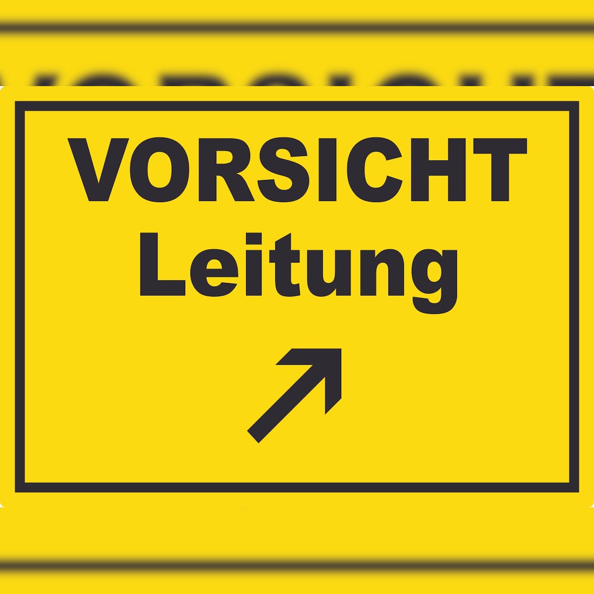 HB-Druck Vorsicht Leitung mit Richtungspfeil rechts oben Aufkleber A9 (37x52mm) Image