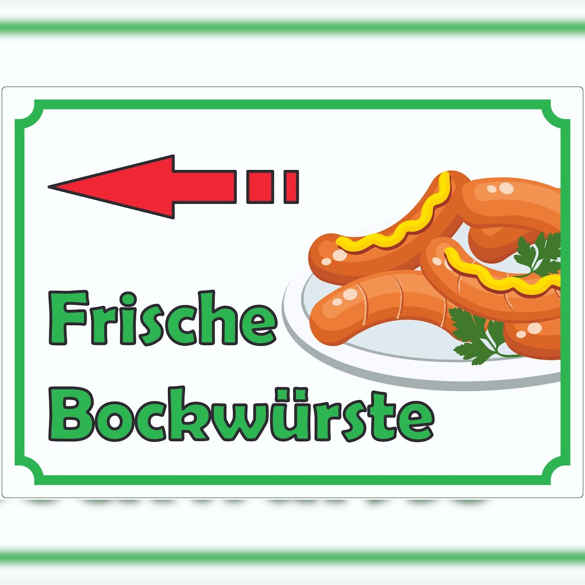 HB-Druck Frische Bockwürste Werbeaufkleber Aufkleber mit Pfeil nach links A7 (74x105mm) Image