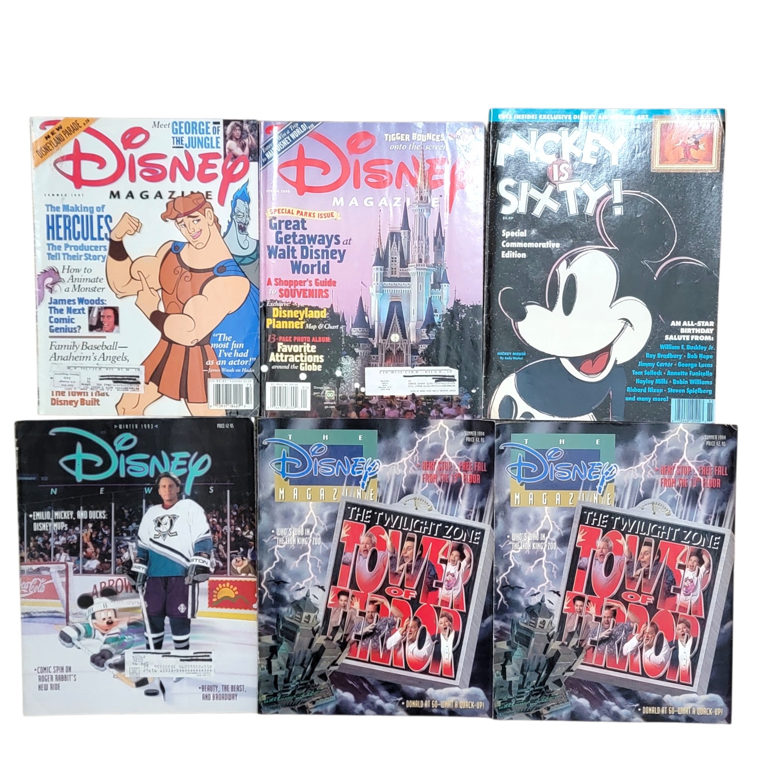 Disney Other | Vtg 90s Disney Magazine Lot Of 6 Hercules Mickey Is Sixty Tower Of Terror Ducks | Color: Black | Size: One Size