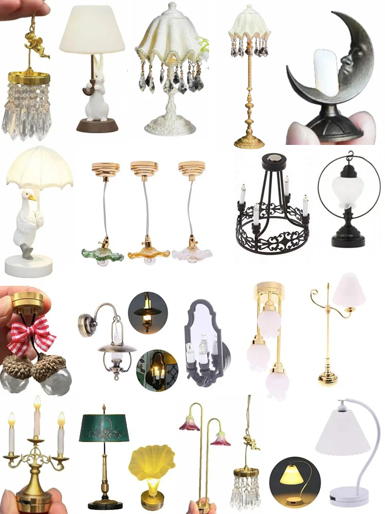Lampada di cristallo angelo in miniatura per casa delle bambole, mini lampada da tavolo modello mini lampada da terra decorazione nuovi accessori per casa delle bambole in miniatura fai da te