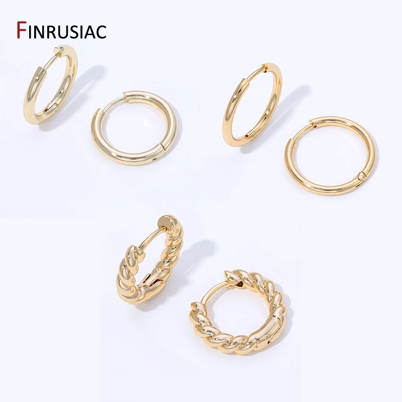 14K vergoldete Messing-Creolen für Damen und Mädchen, modische Kreisring-Ohrringe, Hochzeits- und Partygeschenke Image