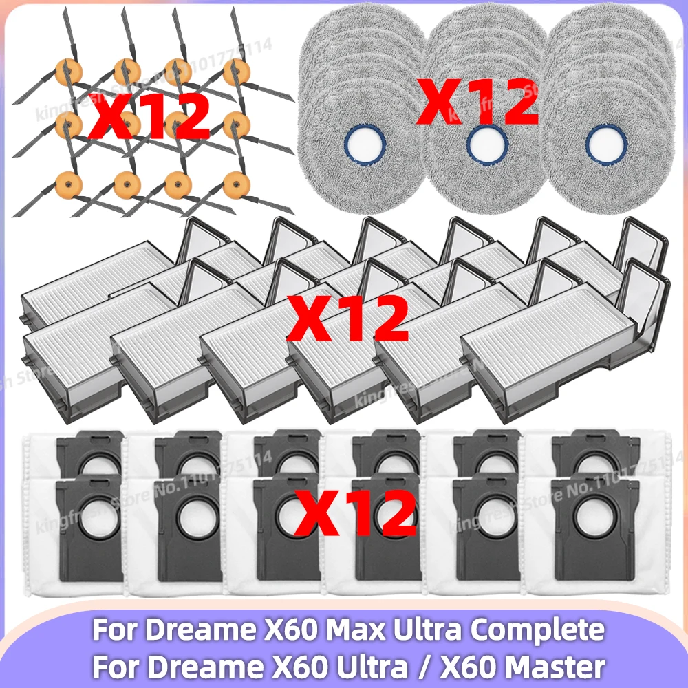 Kompatibel mit (Dreame X60 Max Ultra Complete / X60 Ultra / X60 Master) Staubsauger Ersatzteile Bürste HEPA-Filter Wischpad Staubbeutel Staubbehälter Zubehör Image