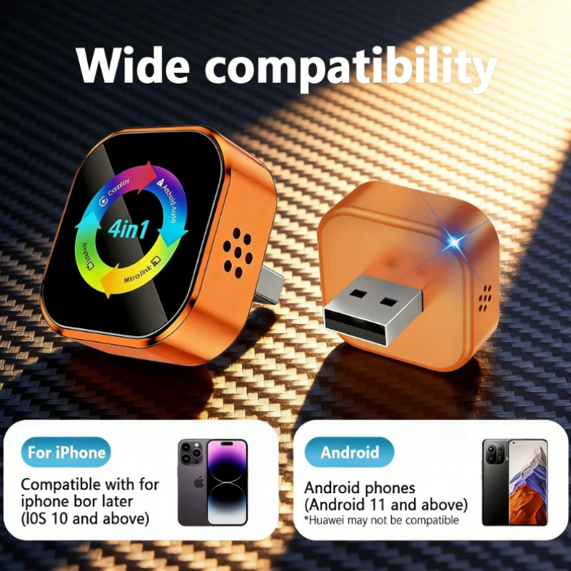 2026 Modernes 4-in-1 Kabelloses CarPlay-Modul Airplay Mirror Link WiFi BT Intelligente Projektion Fahrzubehör Image