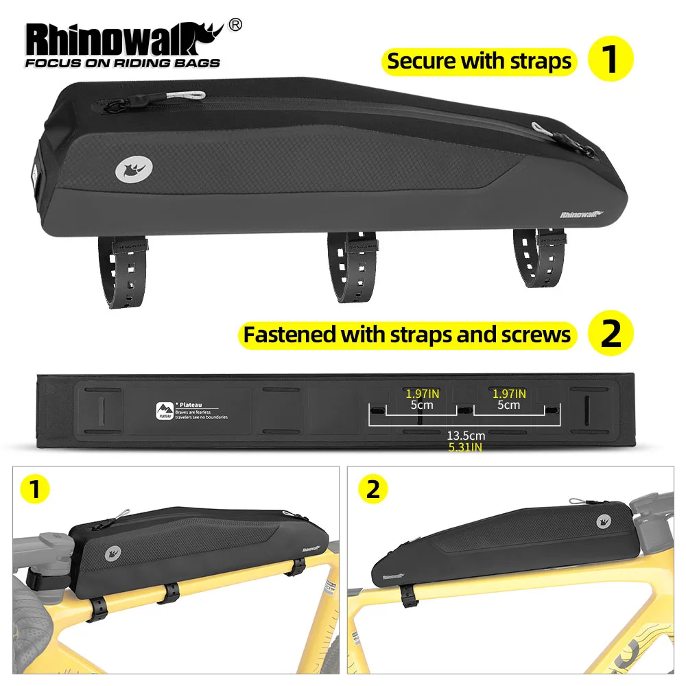 Rhinowalk Fahrrad-Oberrohrtasche, wasserdichte Fahrradrahmen-Aufbewahrungstasche für MTB, Rennrad, Gravel-Bike, Schrauben- und Riemenbefestigung, lackschonend Image