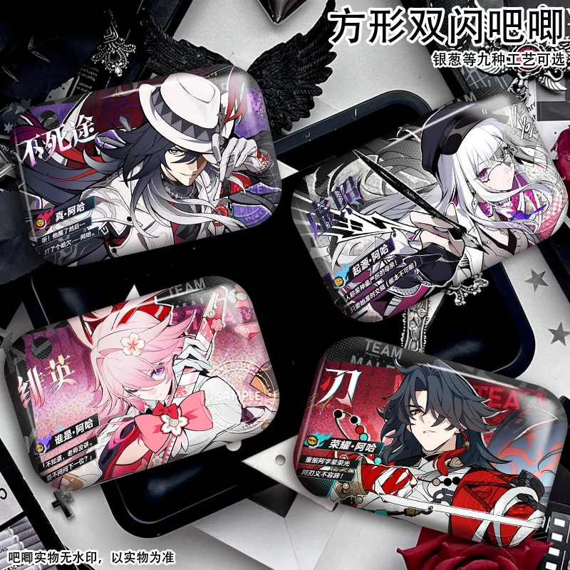 Honkai: Star Rail Ashveil Nihilux Metall-Holografische Brosche in gebürstetem Silber, Anstecknadel, Schmuckzubehör für Kleidung, Rucksack, Geschenk