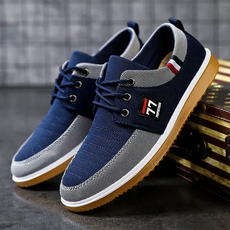 Lässige Canvas-Schuhe für Herren, vulkanisierte, leichte Arbeitsloafer, Mesh-Sportschuhe für Herren, Zapatos Para Image