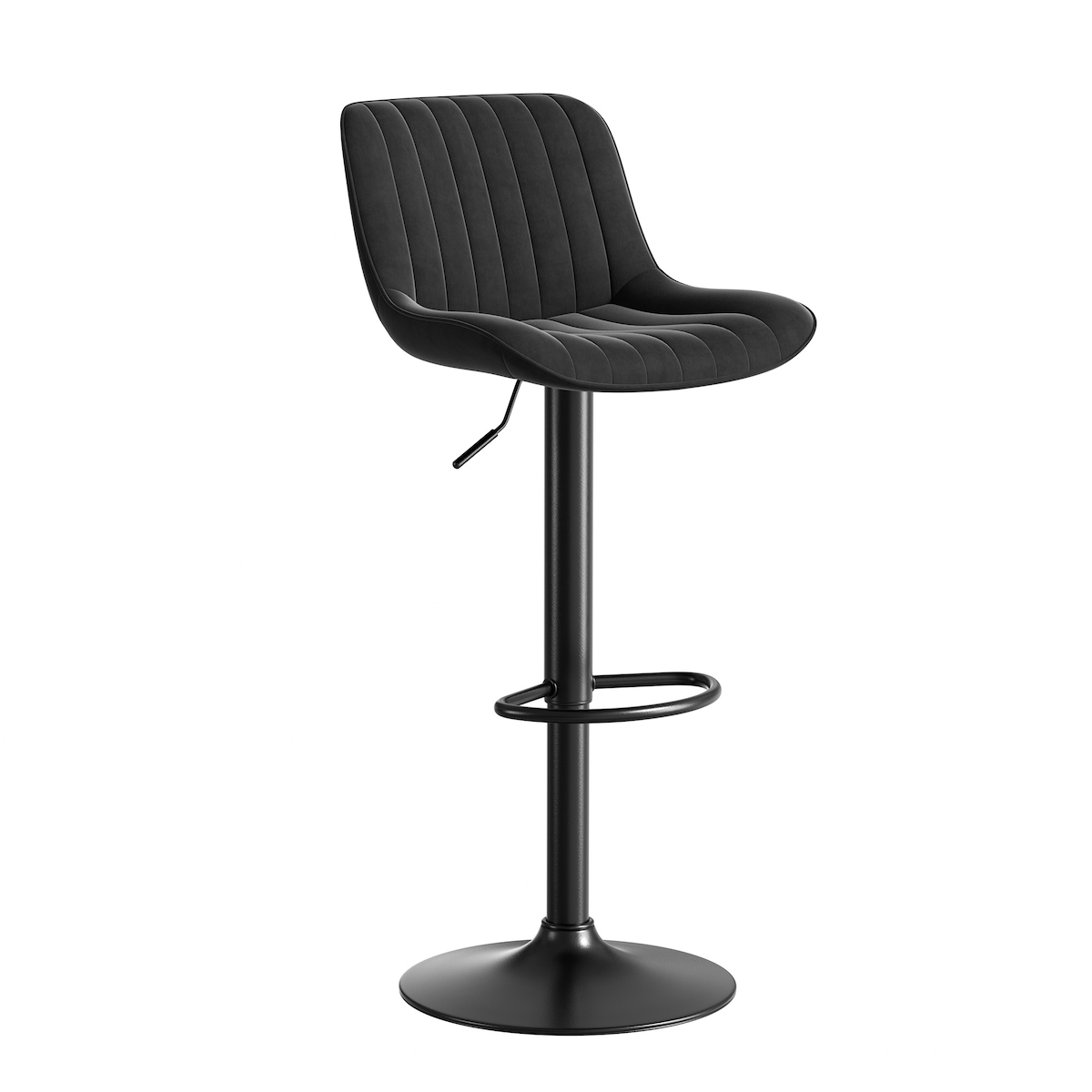 MODFU Barhocker 4er Set Samt Schwarz 109x47x36 cm höhenverstellbar 360 Grad drehbar ergonomische Rückenlehne für Küche Bar