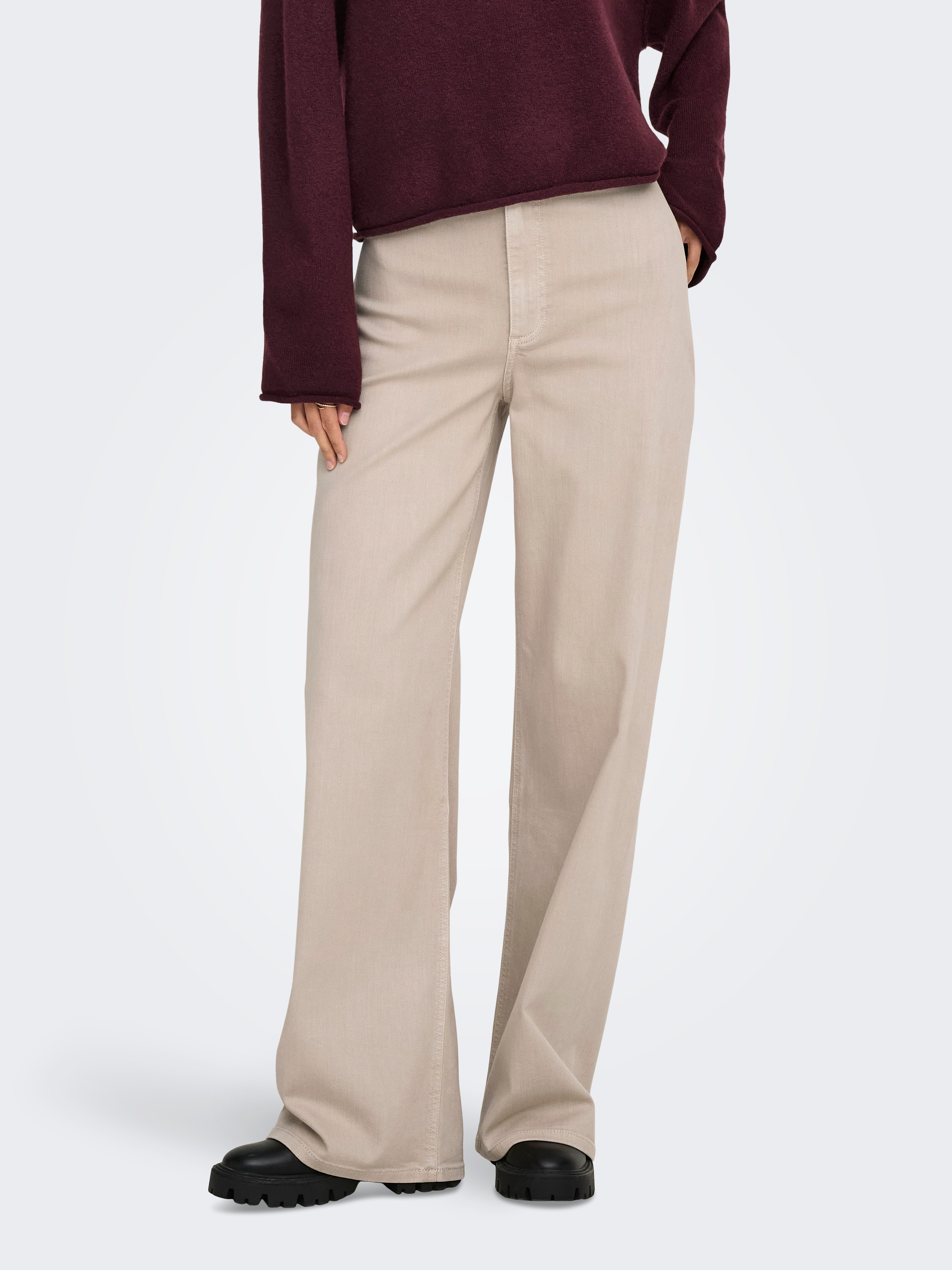 Stretch-Hose JDY "JDYIRIS STRETCH HW WIDE PANT PNT", Damen, Gr. M, Länge 32, chateau gray, Web, Obermaterial: 62% Baumwolle, 22% Viskose, 14% Polyester, 2% Elasthan, unifarben, regular fit lang, Hosen Image