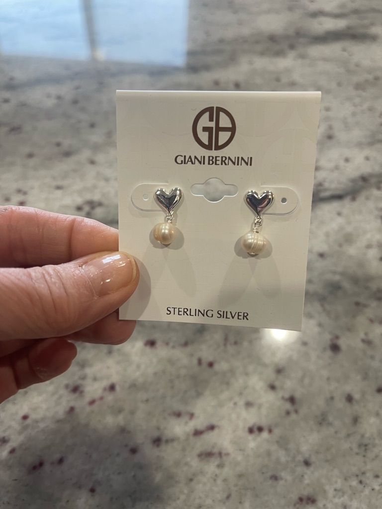 Giani Bernini Jewelry | Giani Bernini Sterling Silver Heart Pearl Drop Earrings - Silver & Cream | Color: Cream/Silver | Size: Os