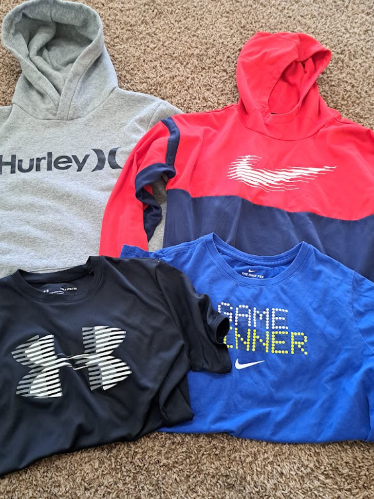 Nike Shirts & Tops | Boys Xl Clothing Set Hoodies Short Sleeve Shirts Hurley Nike Under Armour | Color: Black/Red | Size: Xlb