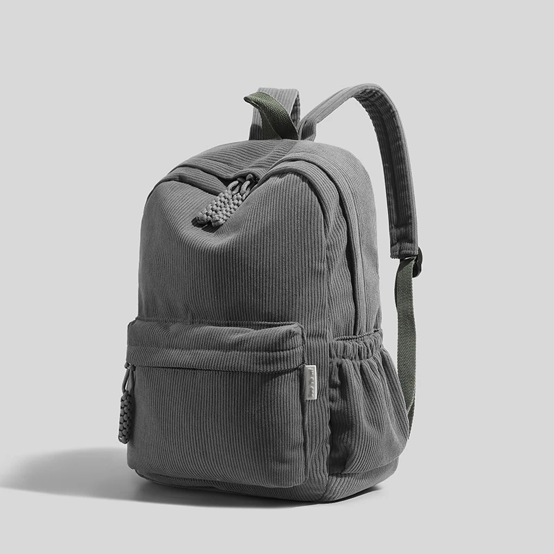 Sac à dos en velours côtelé tendance, sac d'école grande capacité avec bretelles réglables, adapté pour l'école, les voyages, les trajets quotidiens
