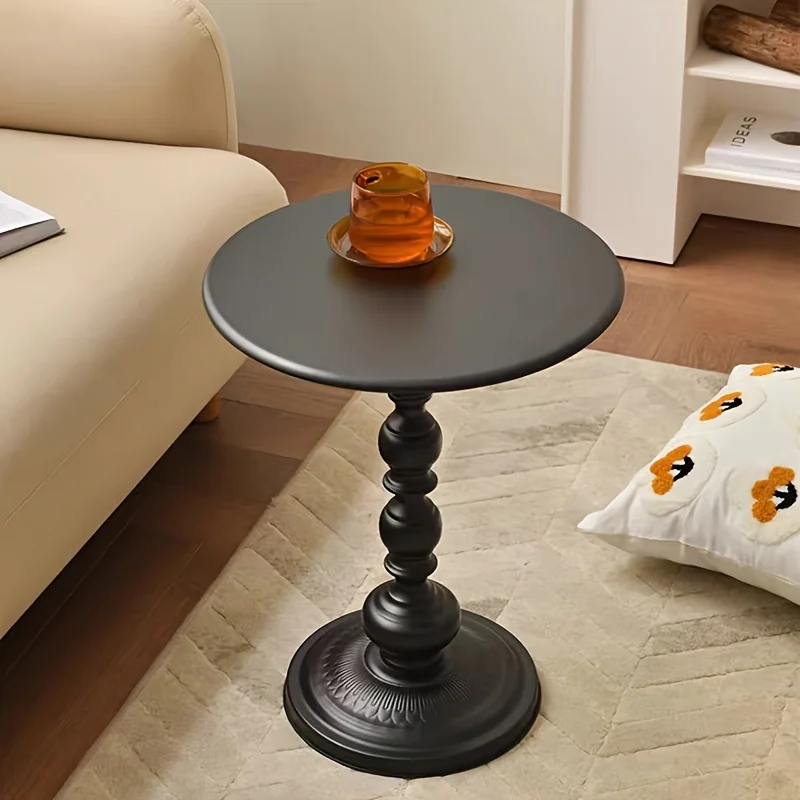 Vintage Runder Sofatisch Wohnzimmer Metall-Couchtisch - Elegantes Retro-Muster Dekoration, Langlebiger Lackierter Tisch