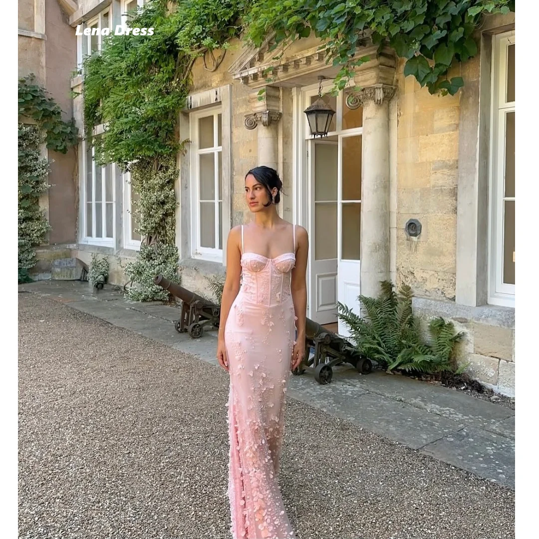 Lena Rosa Elegante Kleider Fischschwanz Lange Ballkleider 2025, luxuriöses Damen-Abendkleid, Blume, individuelle Robe, Soiree, Party, Hochzeit