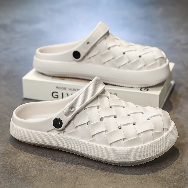 Herren Casual Strandpantoffeln Sommer Neu Atmungsaktiv Leichtgewichtig Weiche Sohle Rutschfest Outdoor Mode Wanderschuhe Dual-Use Wasserschuhe